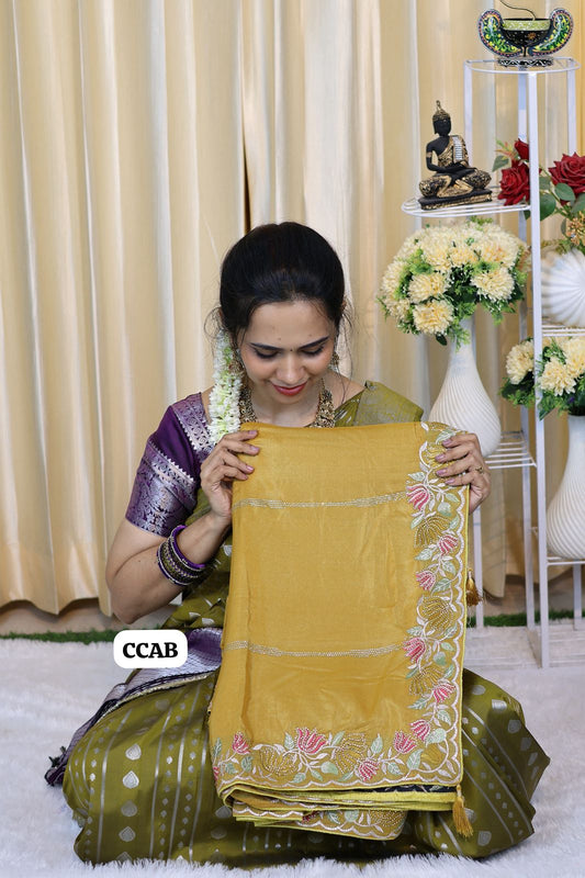 Buttery soft saree with embroidery border 😍🥳