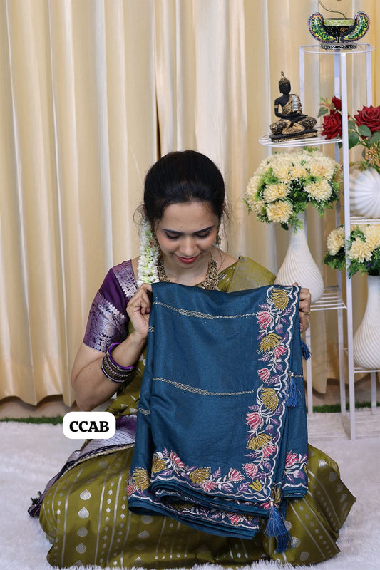 Buttery soft saree with embroidery border 😍🥳