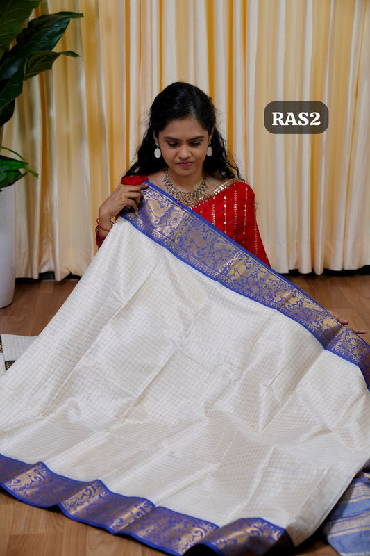 Semi silk saree in checked🥰😎🌲🏃🏻‍♀️Offer