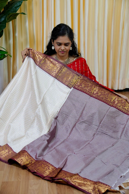 Semi silk saree in checked 🥰😎🏃🏻‍♀️🌲Offer