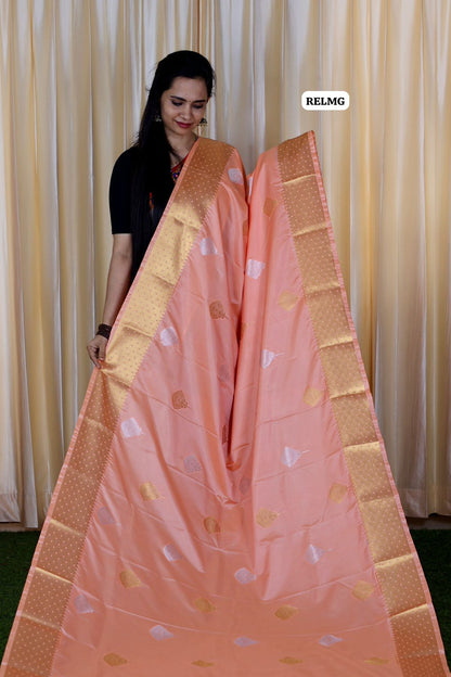 Premium kanchi semi soft silk saree with Running blouse 🍏🍄