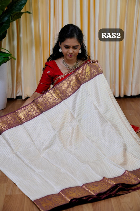 Semi silk saree in checked 🥰😎🏃🏻‍♀️🌲Offer