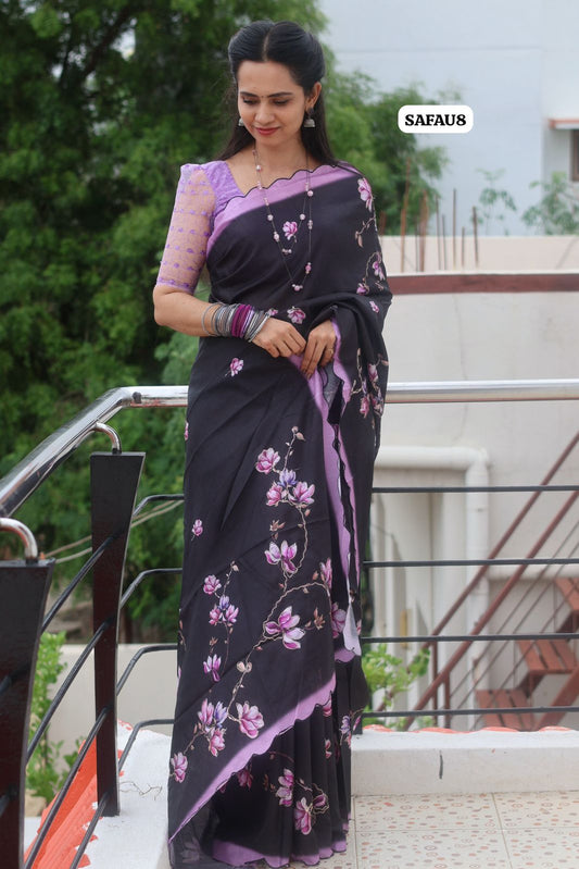 Tussar silk saree Scalloped border with Running blouse🔥🥳