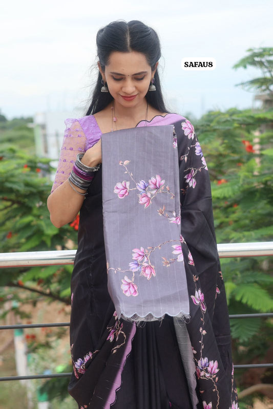 Tussar silk saree Scalloped border with Running blouse 🔥😍🥳
