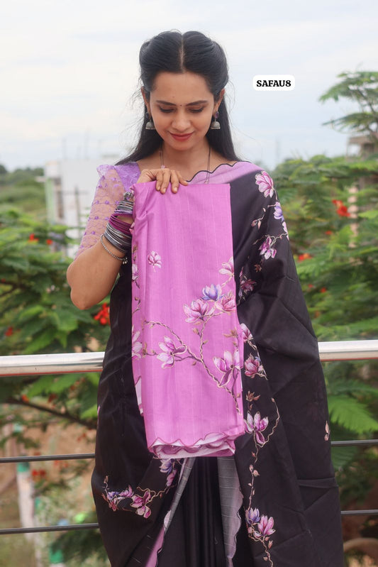 Tussar silk saree Scalloped border with Running blouse 🔥😍🥳