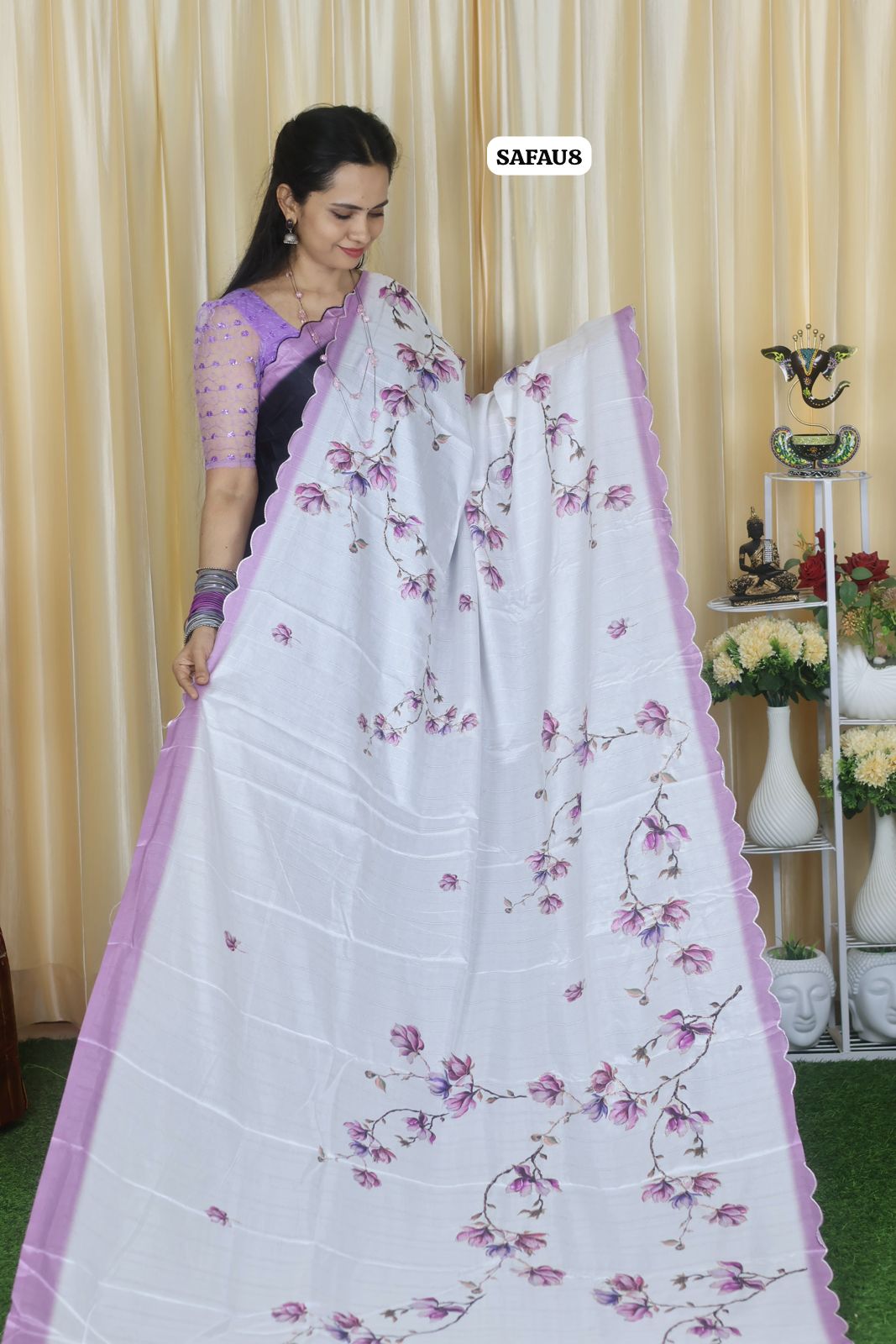 Tussar silk saree Scalloped border with Running blouse 🔥😍🥳