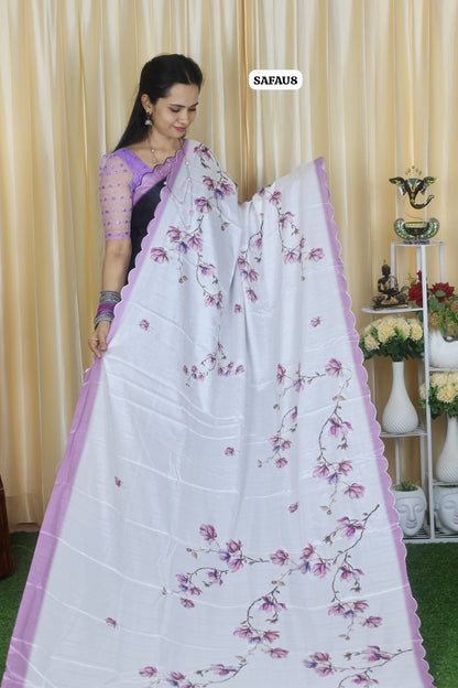 Tussar silk saree Scalloped border with Running blouse 🔥😍🥳