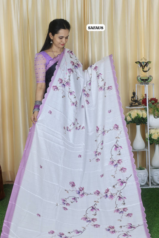 Tussar silk saree Scalloped border with Running blouse 🔥😍🥳
