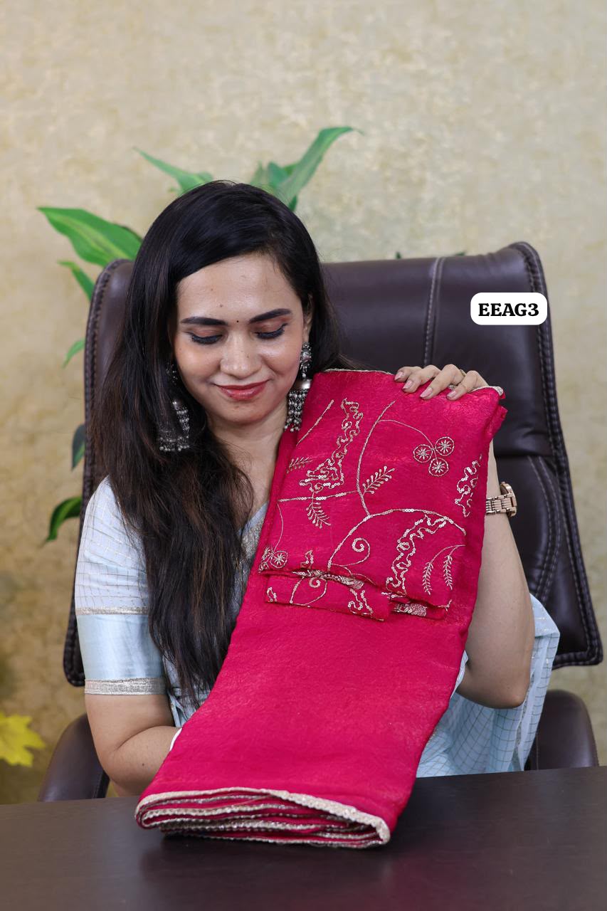 Viscose georgette saree with sequence work blouse 😍🥳