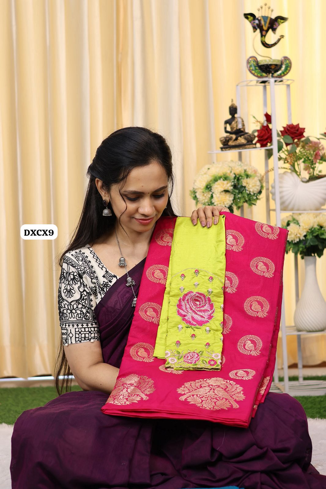 Mysore crepe silk saree with rose embroidery blouse😍Ⓜ️
