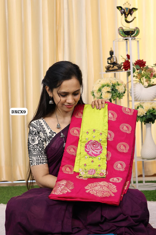 Mysore crepe silk saree with rose embroidery blouse😍Ⓜ️