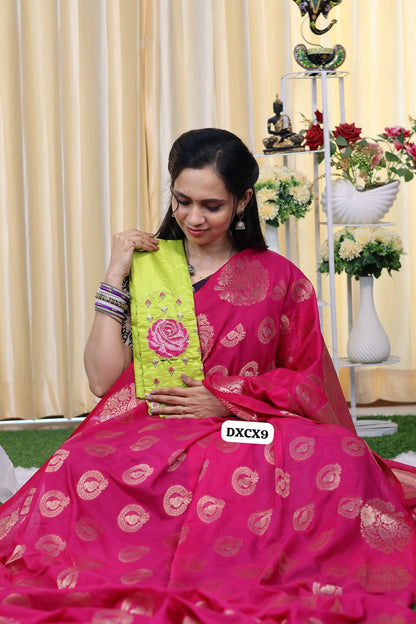 Mysore crepe silk saree with rose embroidery blouse😍Ⓜ️