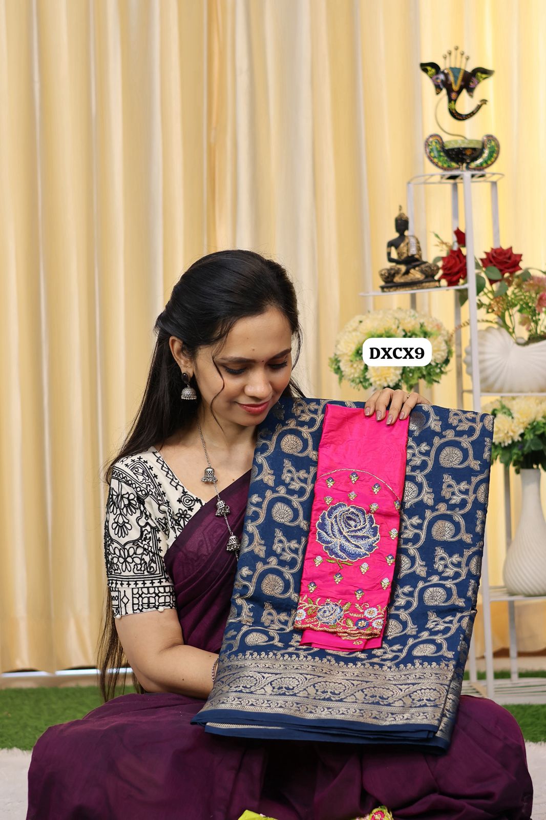 Mysore crepe silk saree with rose embroidery blouse😍Ⓜ️