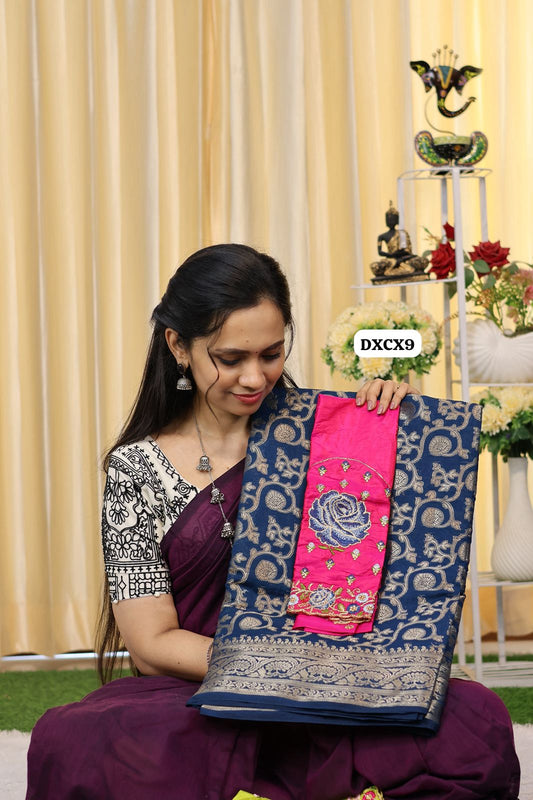 Mysore crepe silk saree with rose embroidery blouse😍Ⓜ️