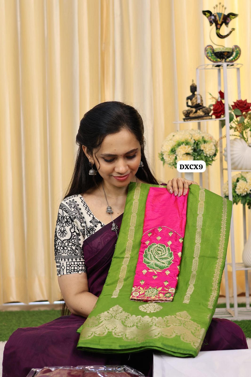 Mysore crepe silk saree with rose embroidery blouse😍Ⓜ️