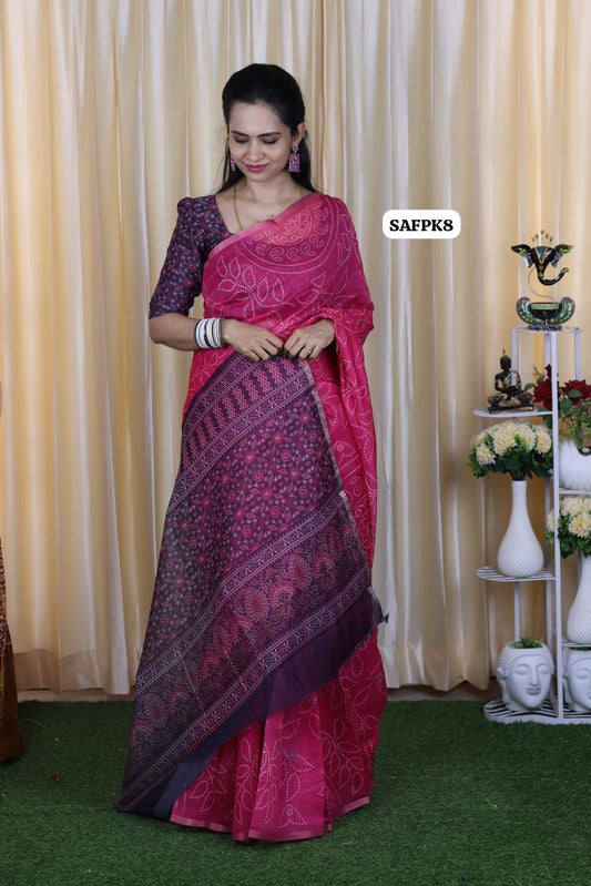 Chanderi cotton saree 🥳same blouse as shown 🔥