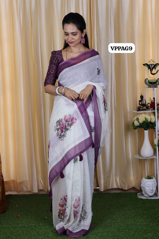 Chanderi cotton with sequence work😍🥳with running blouse🔥✅
