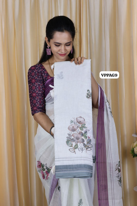 Chanderi cotton with sequence work😍🥳 with running blouse 🔥✅