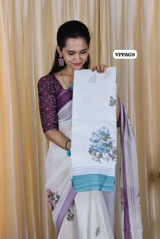 Chanderi cotton with sequence work😍🥳 with running blouse 🔥✅