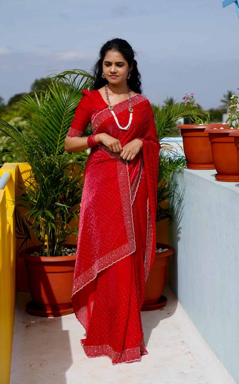 Premium space silk sarees with real jarkhan diamond work🥳