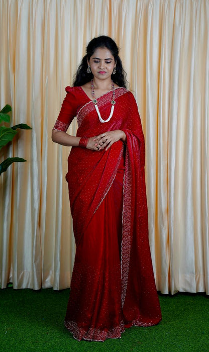 Premium space silk sarees with real jarkhan diamond work🥳