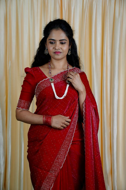 Premium space silk sarees with real jarkhan diamond work🥳
