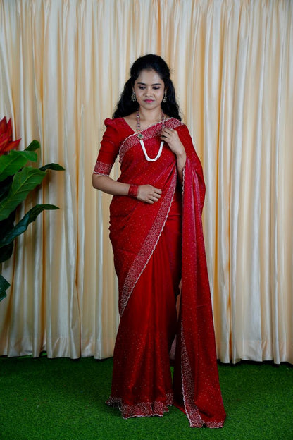 Premium space silk sarees with real jarkhan diamond work🥳