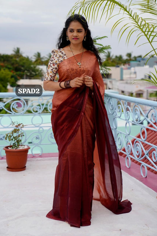 Double shaded Space silk sarees. 🥳(unstitched blouse)