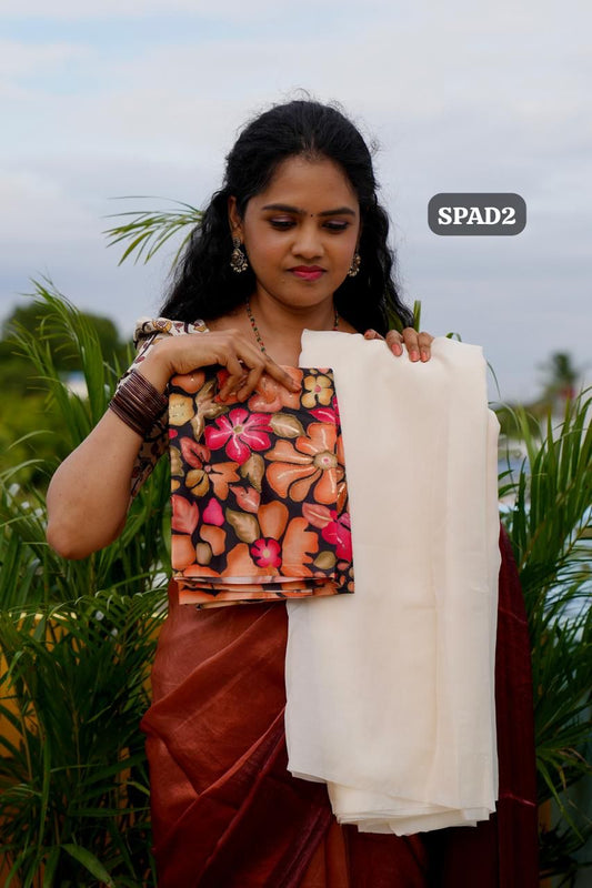 Space silk sarees.🥰🥳unstitched blouse)