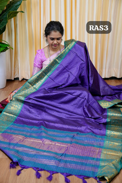 Semi silk sarees in Checked design🥰😎🌲🏃🏼‍♀️