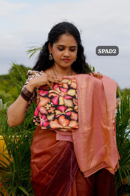 Space silk sarees.🥰🥳unstitched blouse)