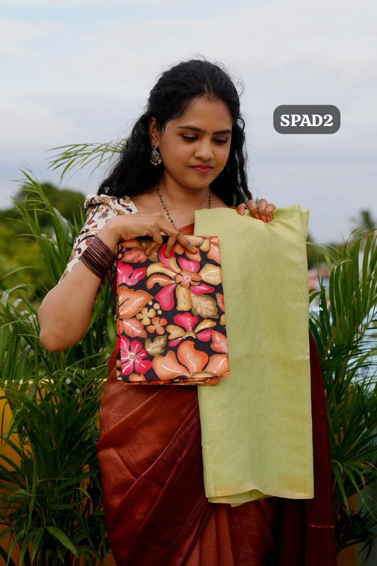 Space silk sarees with printed blouse🥰🥳(unstitched blouse)