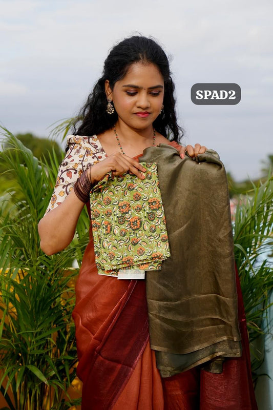 Double shaded Space silk sarees.🥰🥳unstitched blouse)