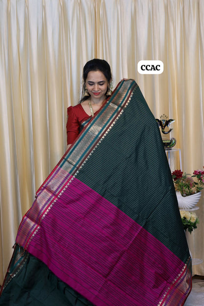 Premium Munga silk saree with colour full Pallu and blouse 😍🥳