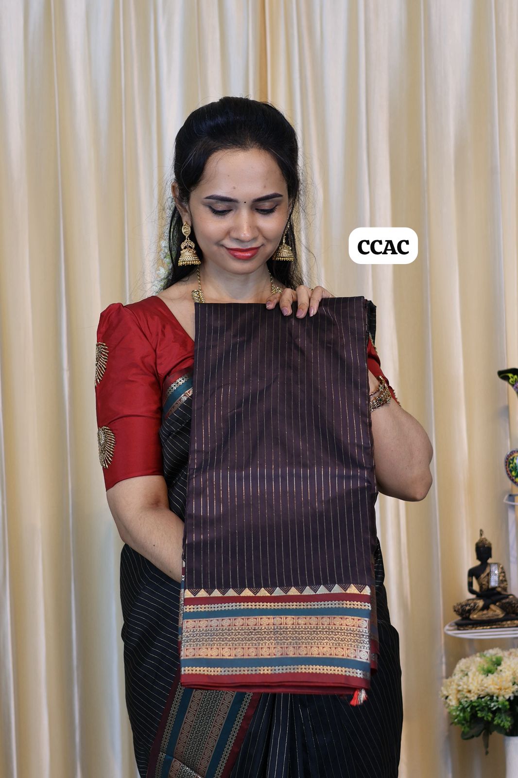 Premium Munga silk saree with colour full Pallu and blouse 🥳