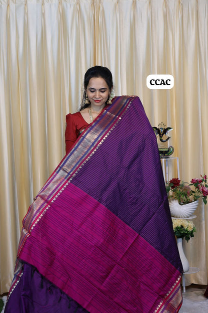 Premium Munga silk saree with colour full Pallu and blouse 🥳