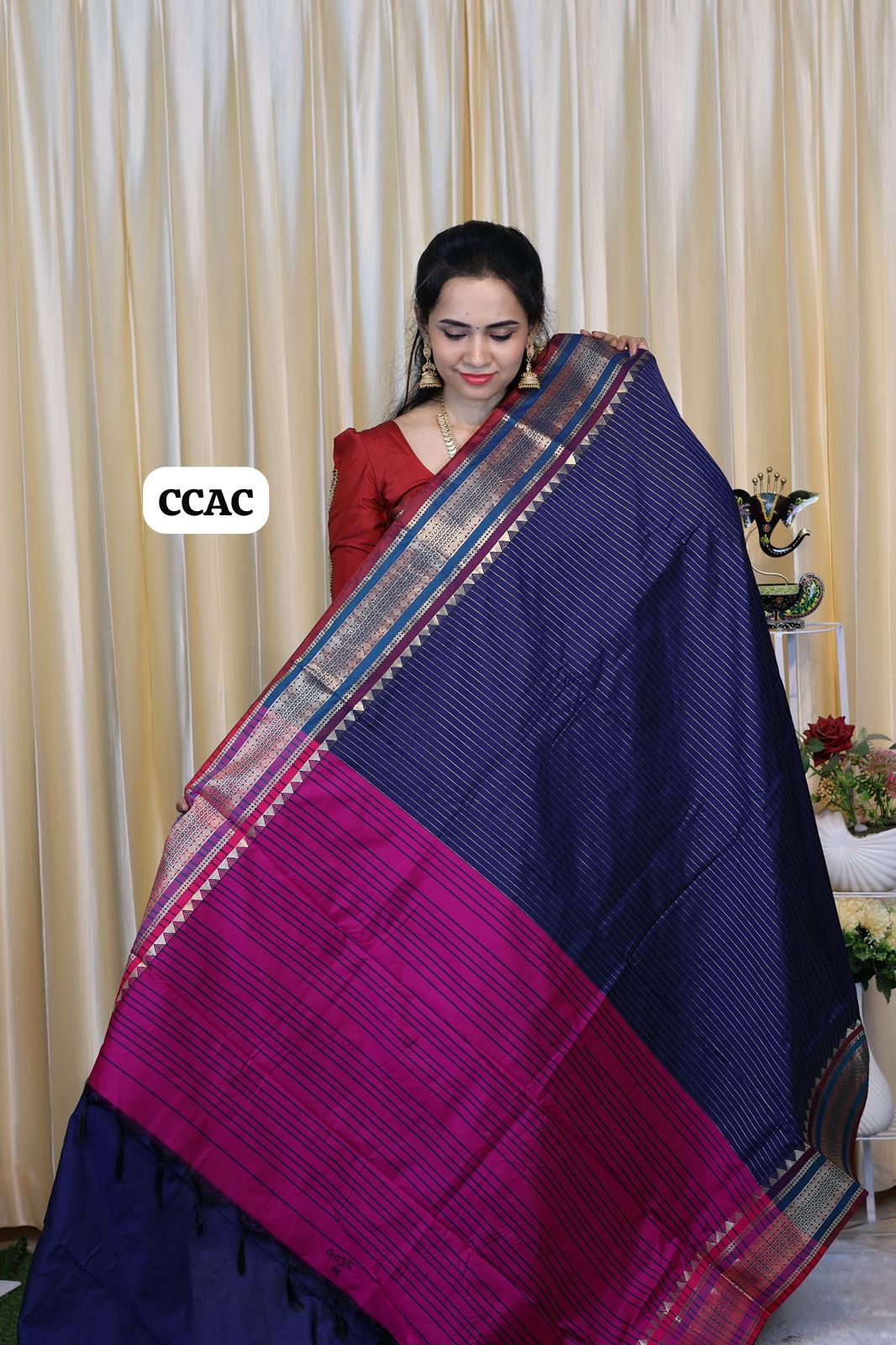 Premium Munga silk saree with colour full Pallu and blouse 🥳