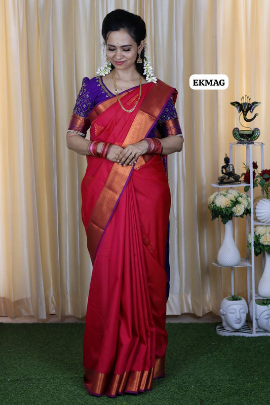 semi soft silk saree with contrast blouse😍🥳🔥