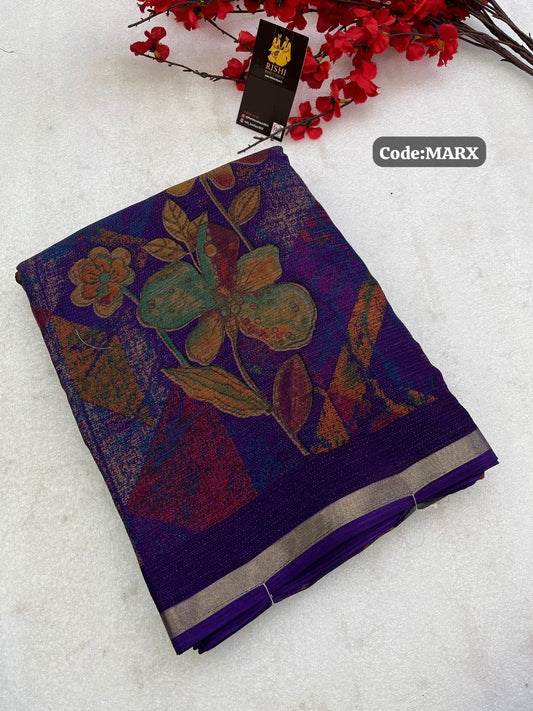Shimmer Floral Digital Print saree🥳