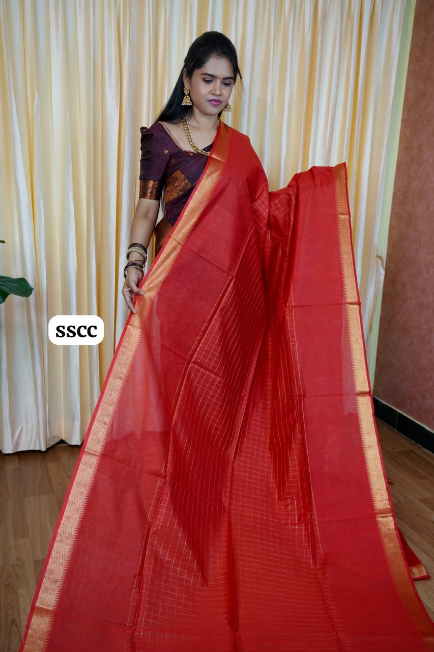 Semi Tussar silk saree with Checked pattern 🥰😎📚🌈
