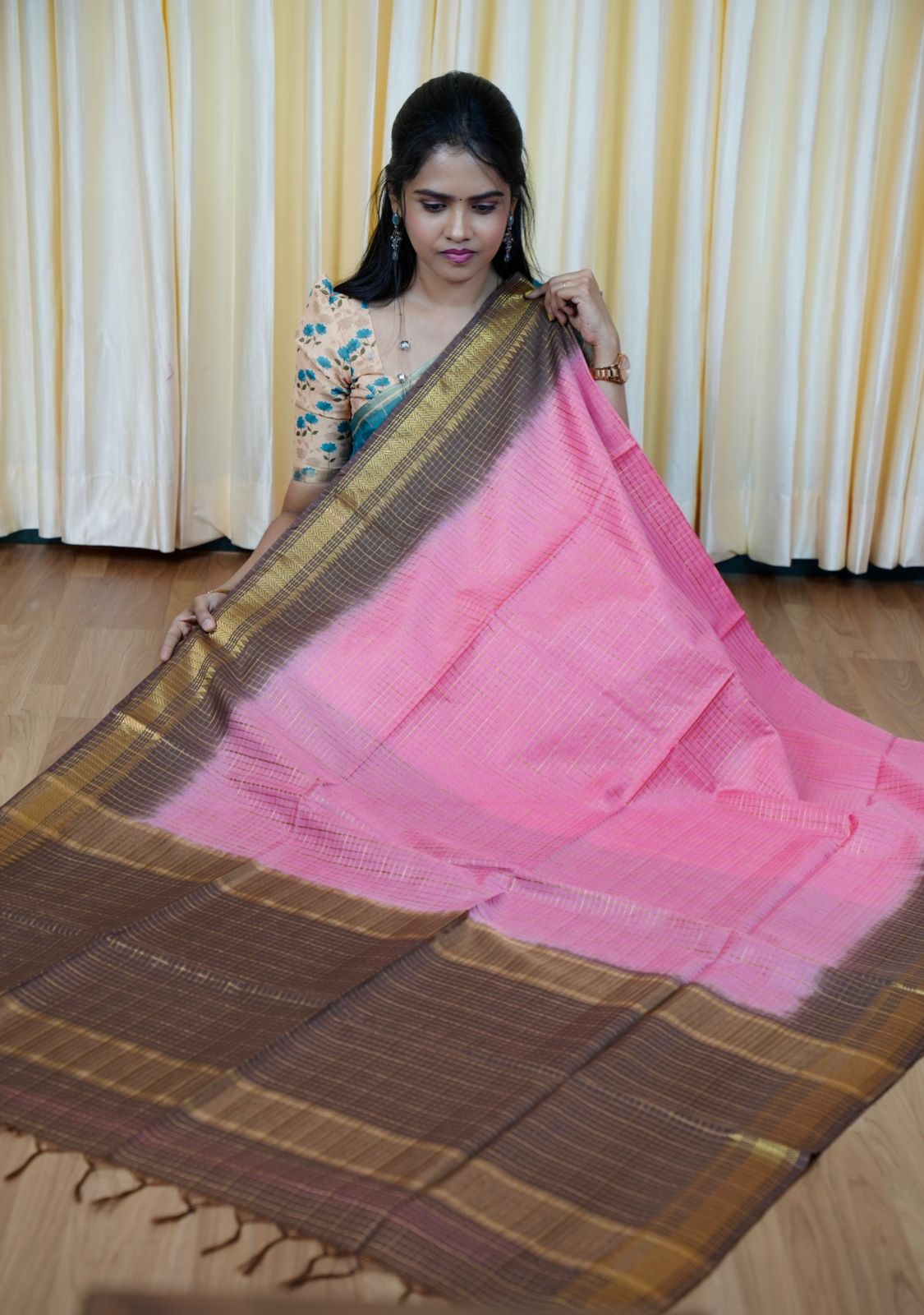 Tussar silk saree🥰😎🌈📚