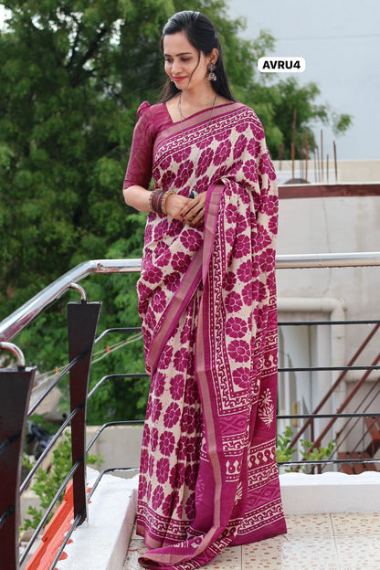 Bhagalpuri soft silk cotton saree with zip bag😍Ⓜ️