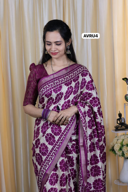 Bhagalpuri soft silk cotton saree with zip bag😍Ⓜ️