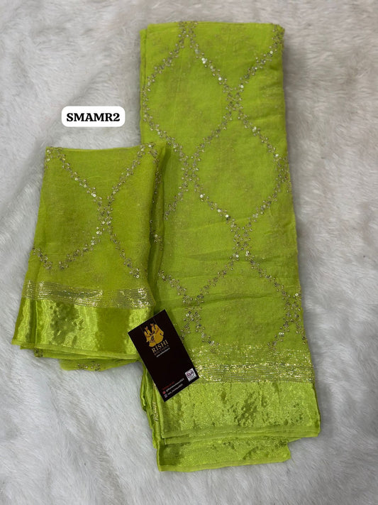 Pure georgette sarees with chumky works.🥳