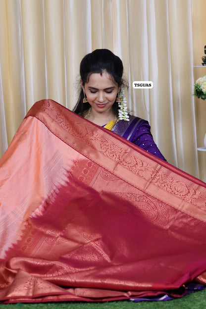 Premium kanchi soft silk saree with running blouse 🥳