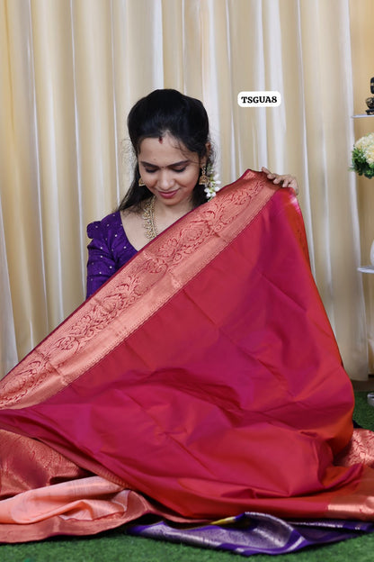Premium kanchi soft silk saree with running blouse 🥳