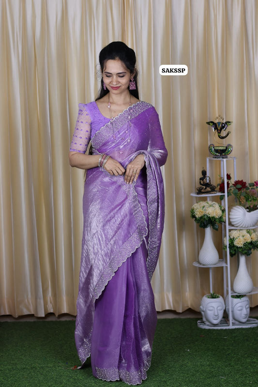 space silk with cut work border with running blouse 🔥😍🥳Lavender