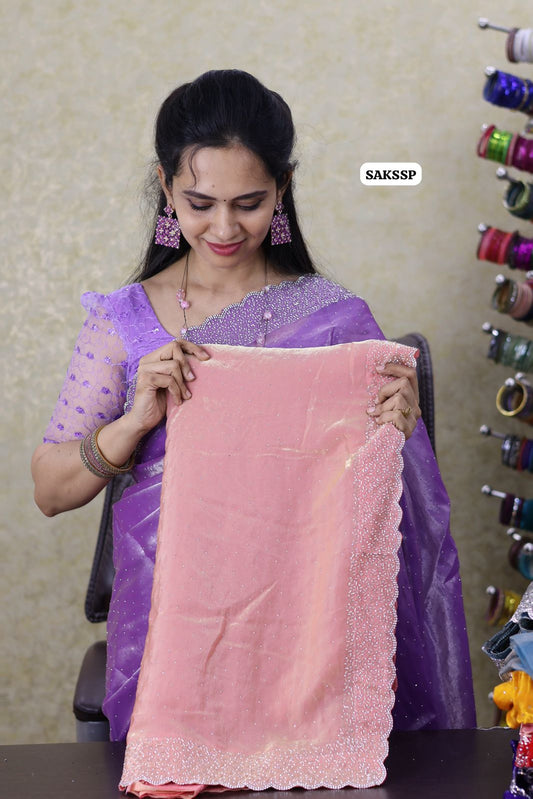 space silk with cut work border with running blouse 🔥😍🥳peach