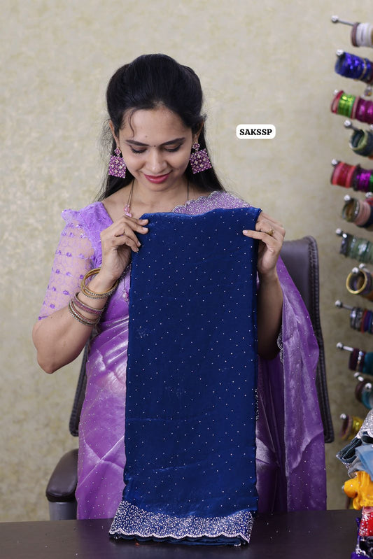 space silk with cut work border with running blouse 🔥😍🥳Navy blue