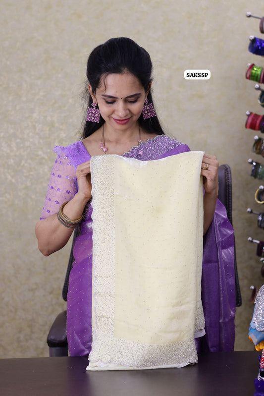 space silk with cut work border with running blouse 🔥😍🥳half white